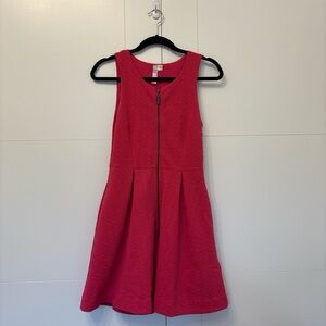 Pink Sleeveless Dress with Front Zipper